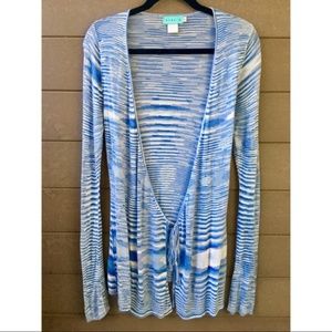 Stacia Blue/White Striped Wrap Cardigan Sweater S